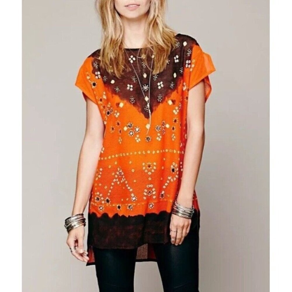 Orange and Brown Women's Top